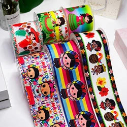 DIY Cartoon Mexican Style Printed Grosgrain Ribbon For Craft Supplies Sewing Accessories 5 Yards. 23584