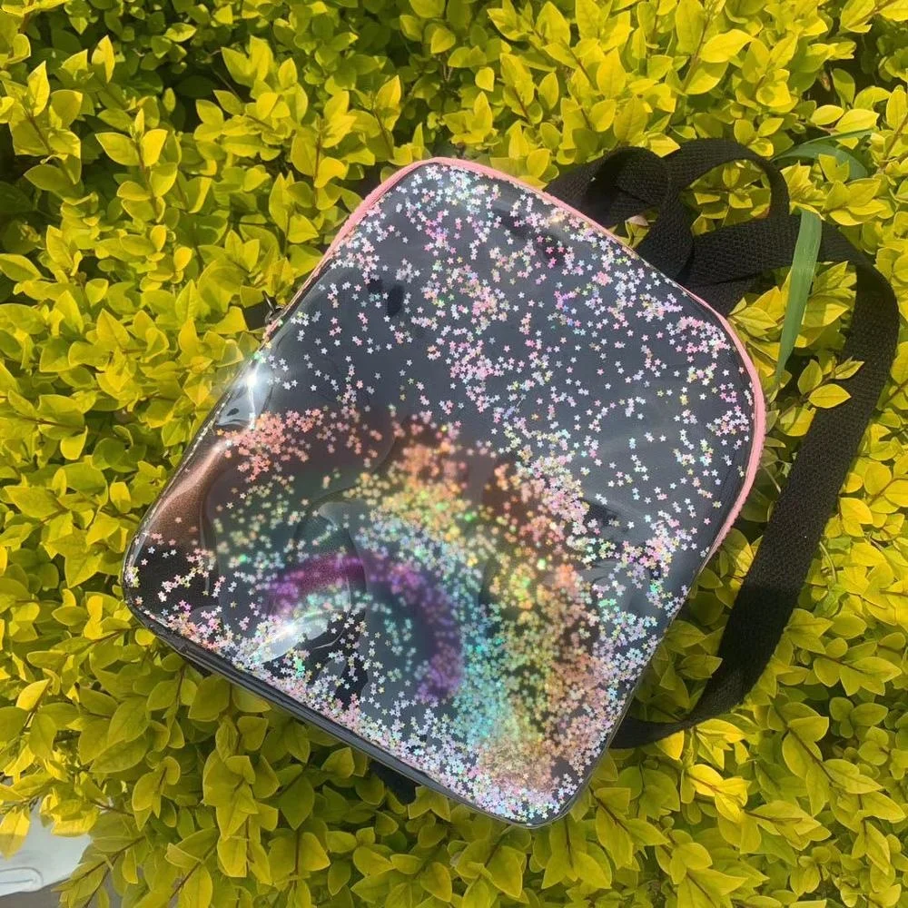 New Plush Transparent Sequins Rainbow School Bag Kindergarten Children Backpack Color Letter Ornament Backpack