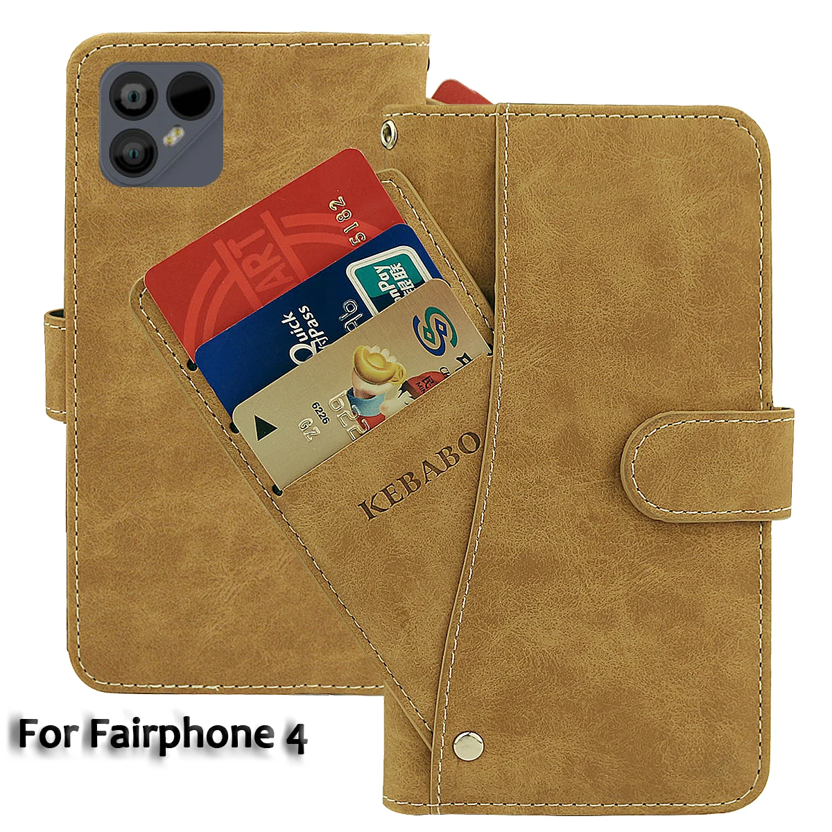 Vintage Leather Wallet Fairphone 4 Case 6.3