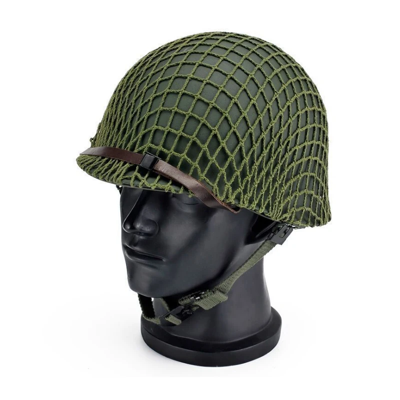 Military Steel M1 Helmet Tactical US Army Replica Protective Helmets WWII WW2 Outdoor CS Paintball Green Steel Helmet