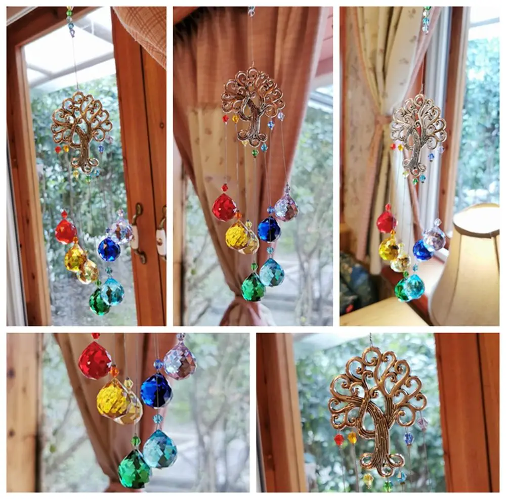 H & D Pha Lê Suncatcher Luân Xa Màu Sắc Bóng Lăng Kính Sóc Cây Treo Cửa Sổ Mặt Dây Chuyền Cầu Vồng Mặt Trời Bắt Giáng Sinh Nhà trang Trí