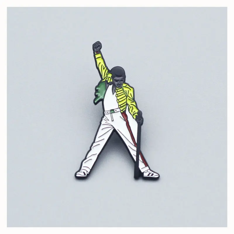 Freddie Mercury Queen Gay Pride Brooch Interesting Metal Enamel Badge Denim Jacket Backpack Pin Decoration