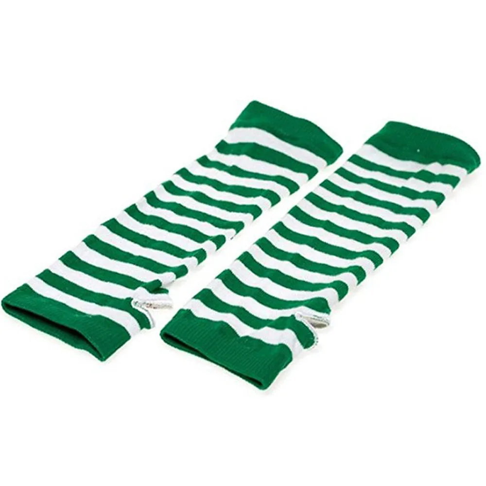 Keep Warm Comfortable Wrist Arm Dew Finger Warm Winter Knitted Striped Glove Hand Mitten Arm Warmers Fingerless Gloves