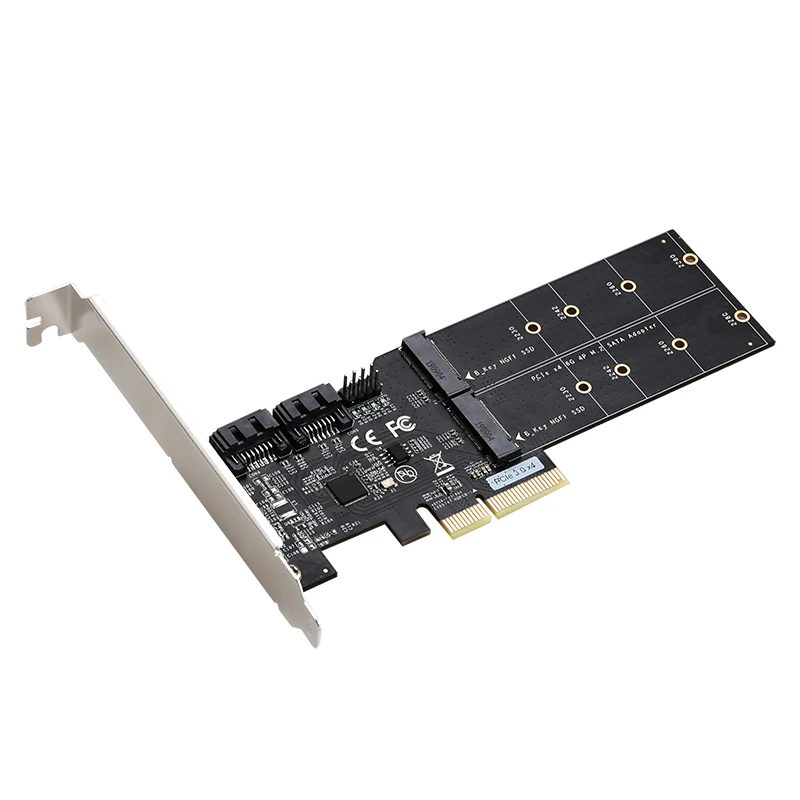 Adapter Card PCIE 3.0 X4 To 2 Port M.2 B-KEY Dual Port SATA Extension Chip ASM116 Converter Expansion PCI-E 4X M2 BKEY Add Card