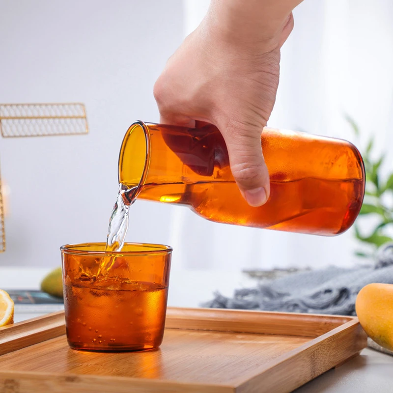 

High Borosilicate Glass Juice Cup Milk Breakfast Cup Bring Cover Fruit Juice Water Cool Drink Tea Cup