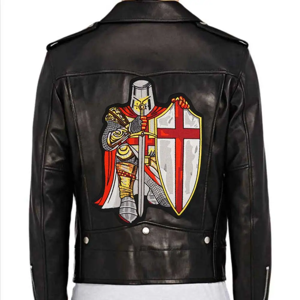 Crusader Knights Templar Large Embroidery Motorcycle Biker Badge Cloth Leather Jacket Decoration Back High-grade Iron-On