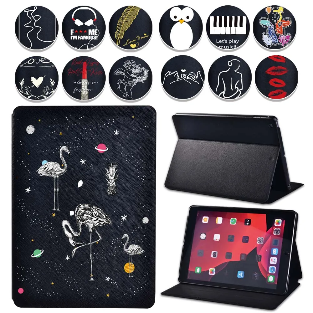 

Tablet case For Apple iPad 9 10.2" 2021 (9th Generation) Leather Anti-fall Foldable Tablet Protective Stand Case Cover +stylus