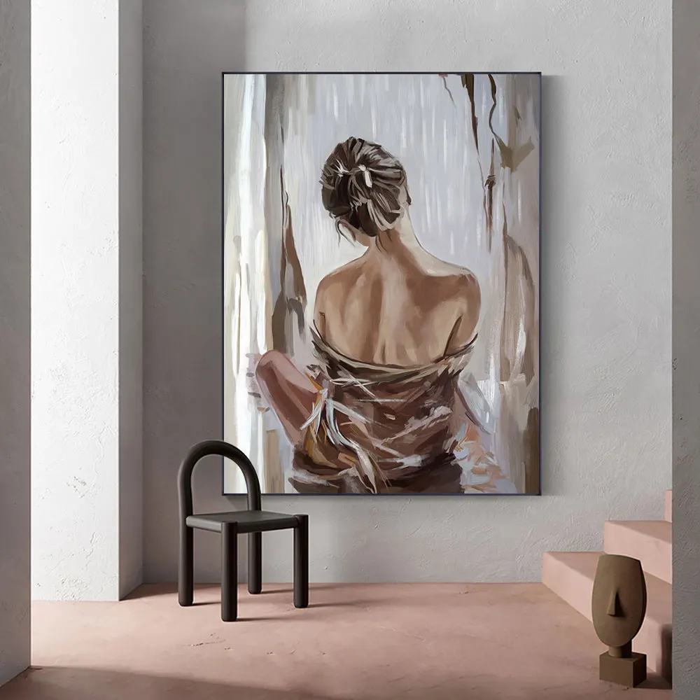 

100% Handpainted Sexy Nude Woman Portrait Oil Painting On Canvas Handmade Scandinavian Wall Art Oil Painting For Home Decoration