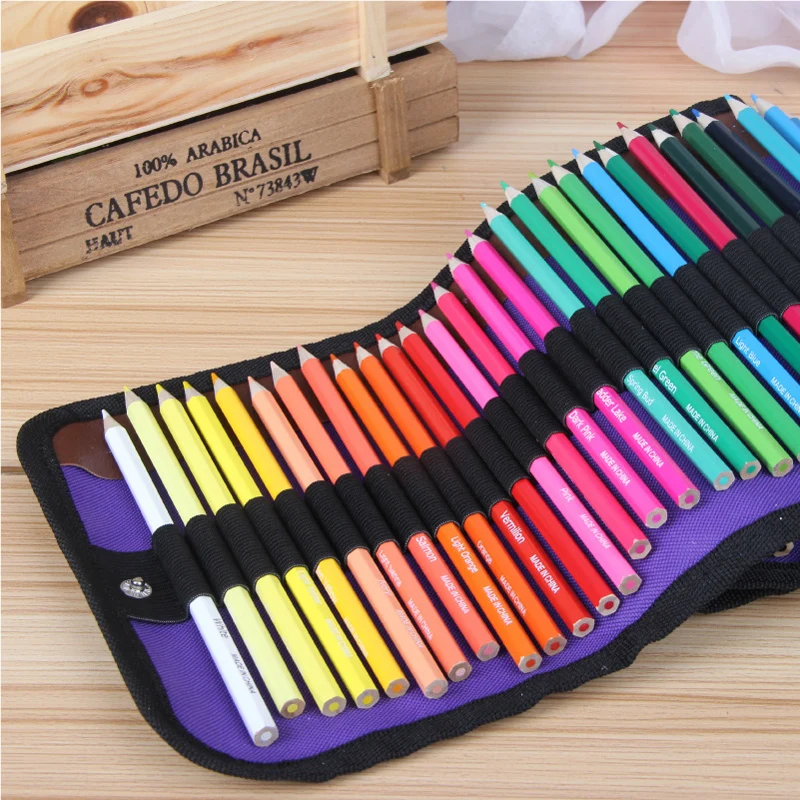 50 color colored pencils set kit with portable slot case  pencil sharpener, mixed color soluble drawing sketch 50 colors pencil