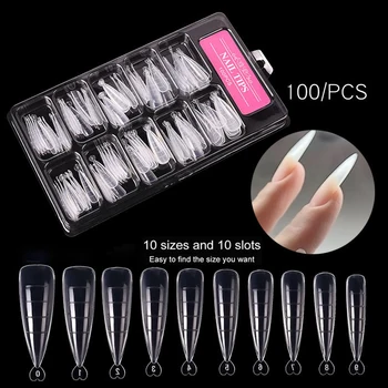 100 pçs construção rápida dicas de molde de unhas dupla forma de extensão de unhas cobertura completa dedo arte do prego estender molde de construção ferramenta de manicure falsa