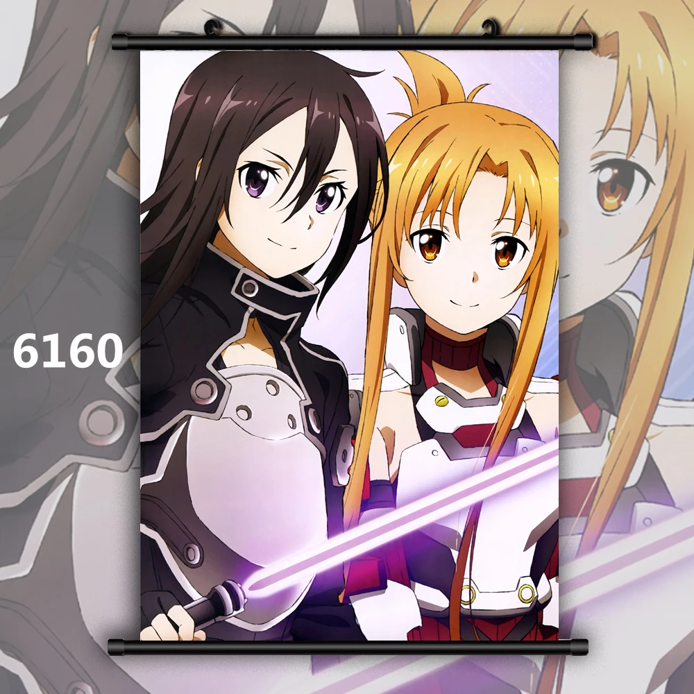 Canvas Painting Anime Posters Sword Art Online Anime Kirigaya Kazuto Yuuki Asuna Anime Manga Wall Art Picture Home Decor