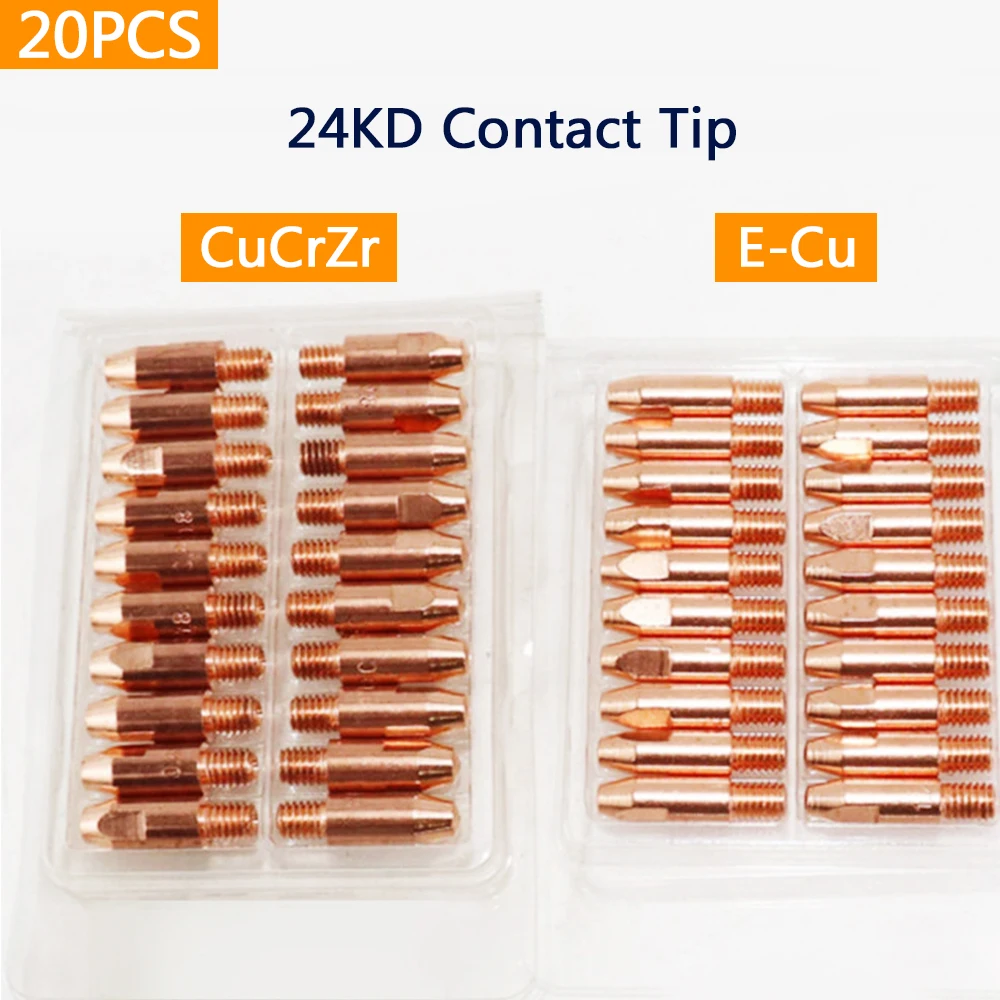 

20PCS 24KD Contact Tips ECu CuCrZr MIG Torch Consumables 0.8 1.0 1.2mm Euro Style MIG MAG Welding Torch Welding Tip