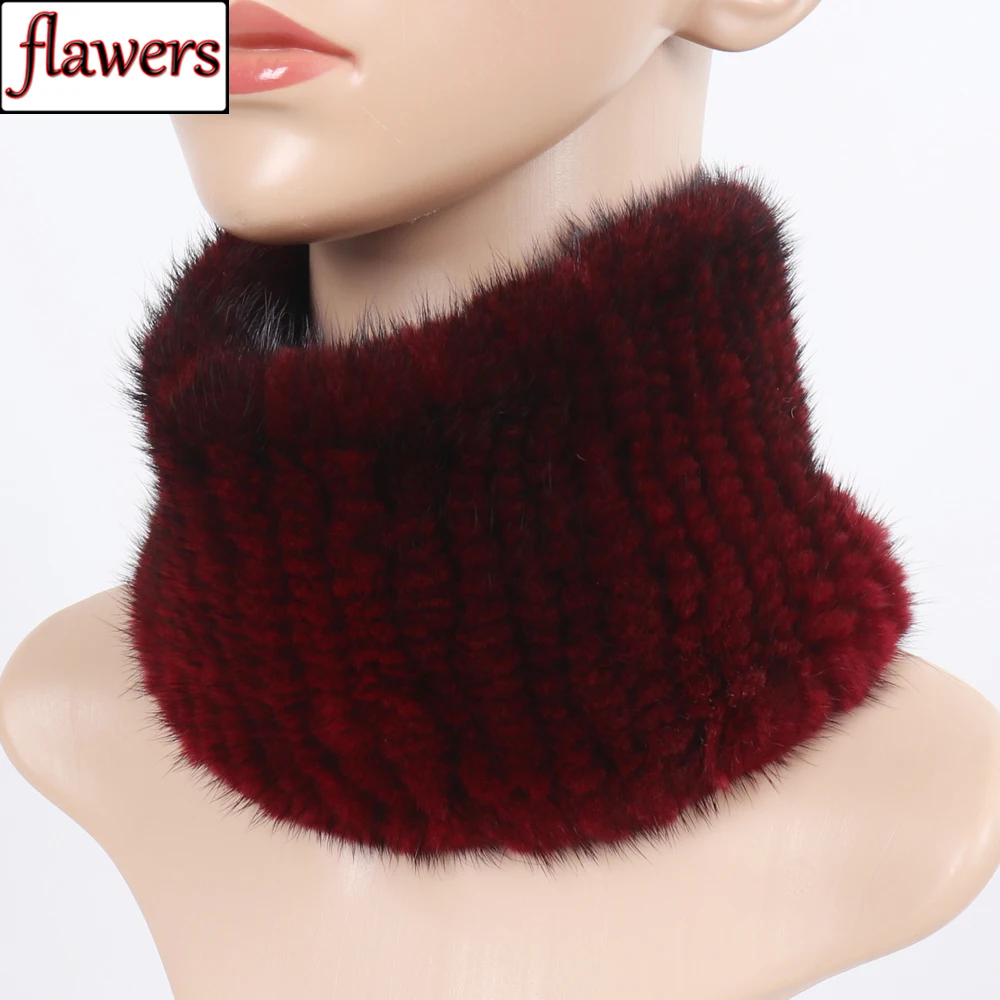 

Winter Women Knitted Real Mink Fur Scarf Headbands Natural Thick Mink Fur Scarves Lady Warm Good Elastic Real Mink Fur Mufflers