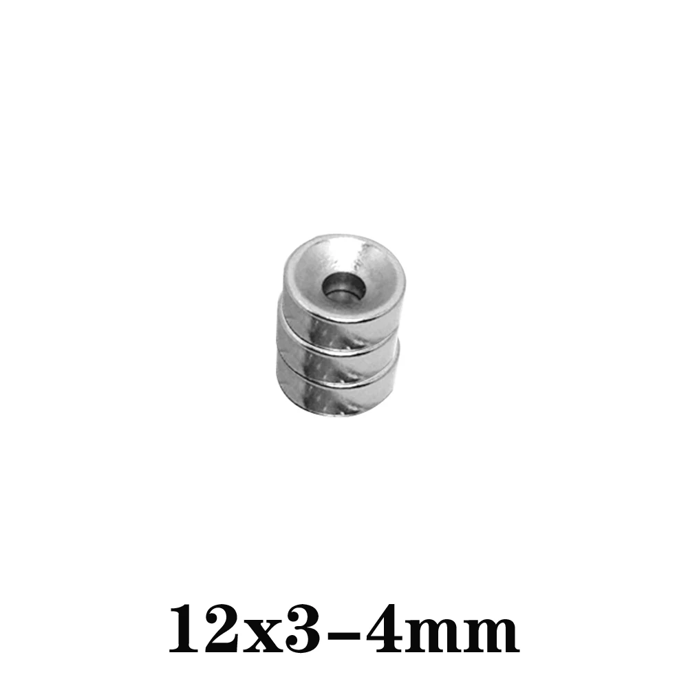 

10~250PCS 12x3-4 Stong Neodymium Magnets Disc 12x3 mm Hole 4mm Minor Diameter Magnet Round Countersunk Magnetic 12*3-4 mm 12*3