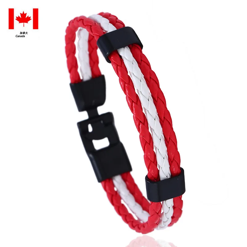 Men Charm Vintage Bracelet New Fashion Country Spain Flag Leather Bracelet Easy-hook Bracelets & Bangles Male Female Jewelry