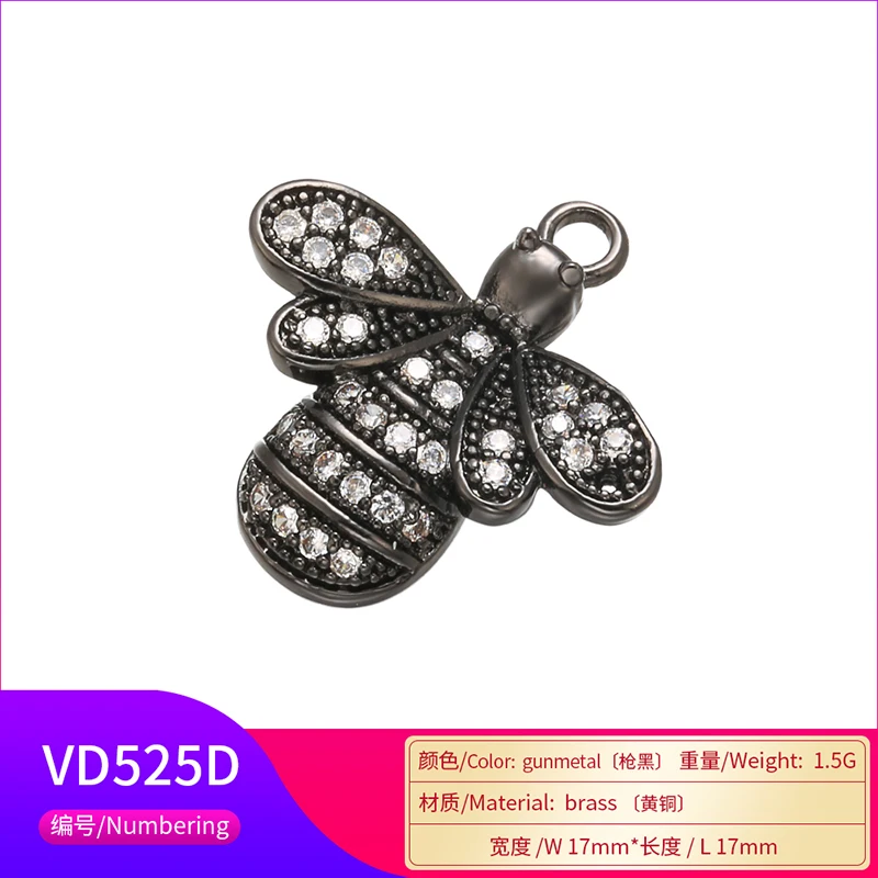 ZHUKOU Exquisite Crystal Bee Animal Pendant for Women\'s Necklace Earrings Jewelry Accessories model:VD525