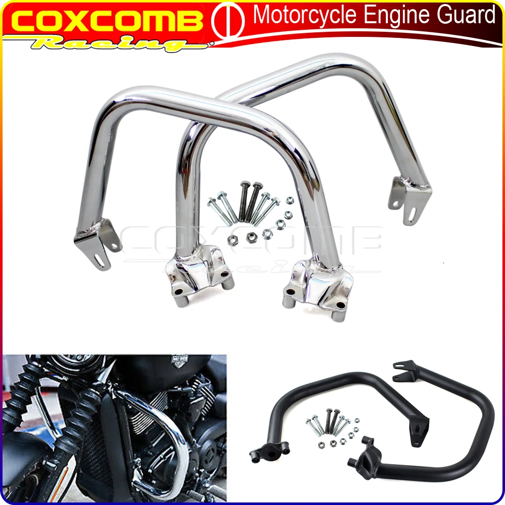 

1Pair Motorcycle Black/Chrome Front Engine Tank Guard Highway Crash Bar Protection Bumpers For Harley Street 500 750 2015-2017