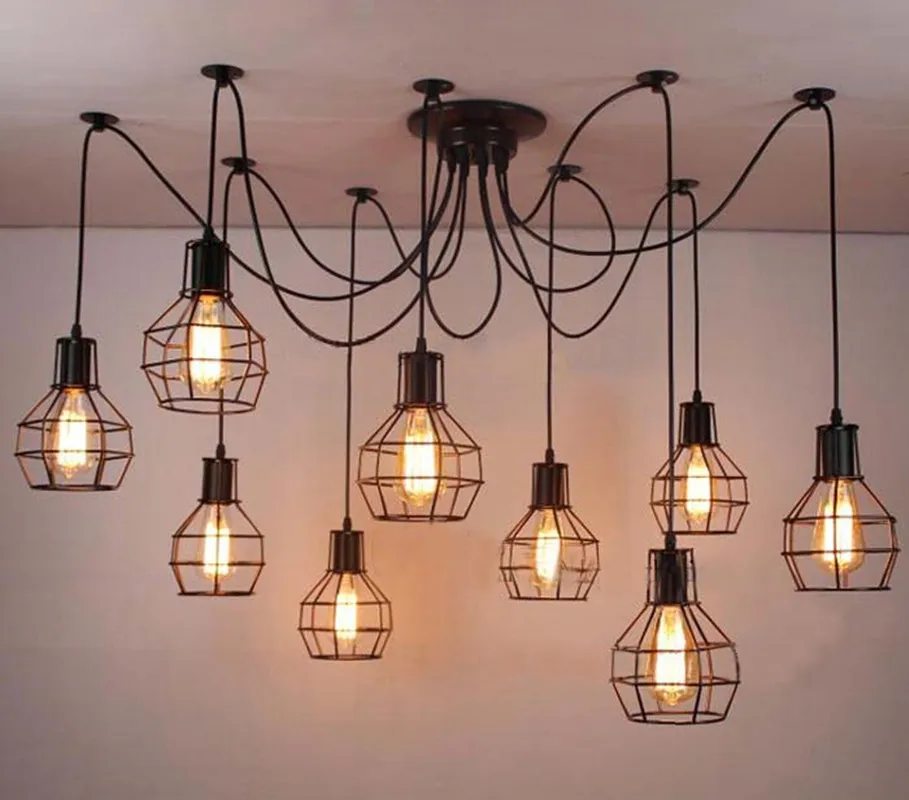 

Industrial chandelier Nordic Loft Edison spider chandelier Retro Ceiling Spider Pendants Antique Adjustable E27 indoor interior