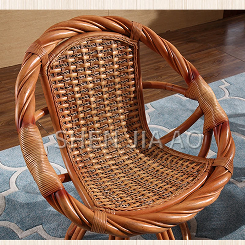 1PC Rattan Wicker Balcony Chair Living Room Lounge Chair Combination Natural Real Rattan Swivel Chair