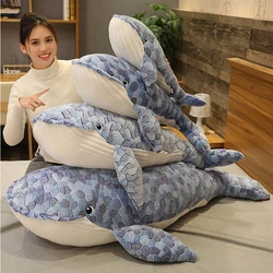 Giant Cuddly Blue Whale Pillow Carton Marine life Soft Stuffed Toy Huggable Ultra Soft Animal Plush Toys Kids Boys Girls Gift
