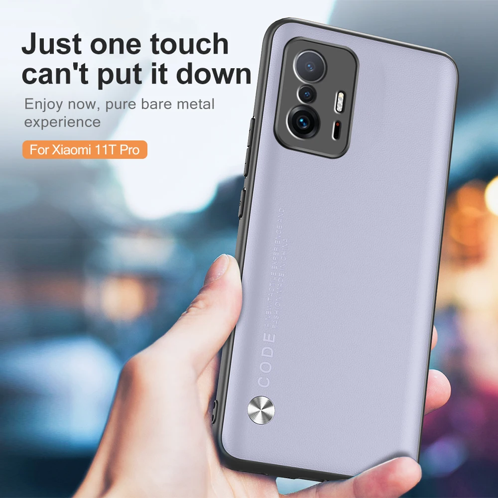 Mi11T Case Plain Skin Leather Phone Cover For Xiaomi11T  Xiaomi 11T Xiomi Mi 11 T Pro 11TPro 5G TPU Soft Bumper Protect Fundas