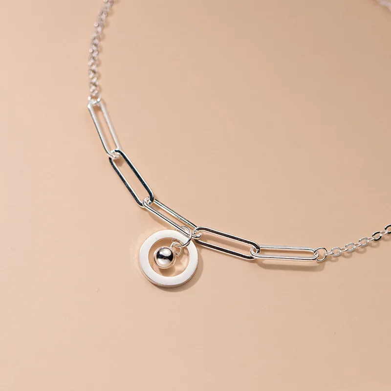 Anklets Silver 925 Fashion Women Jewelry Foot Bracelets On Leg O Chain Hollow Geometric Rround Beads 25 CM Adjustable