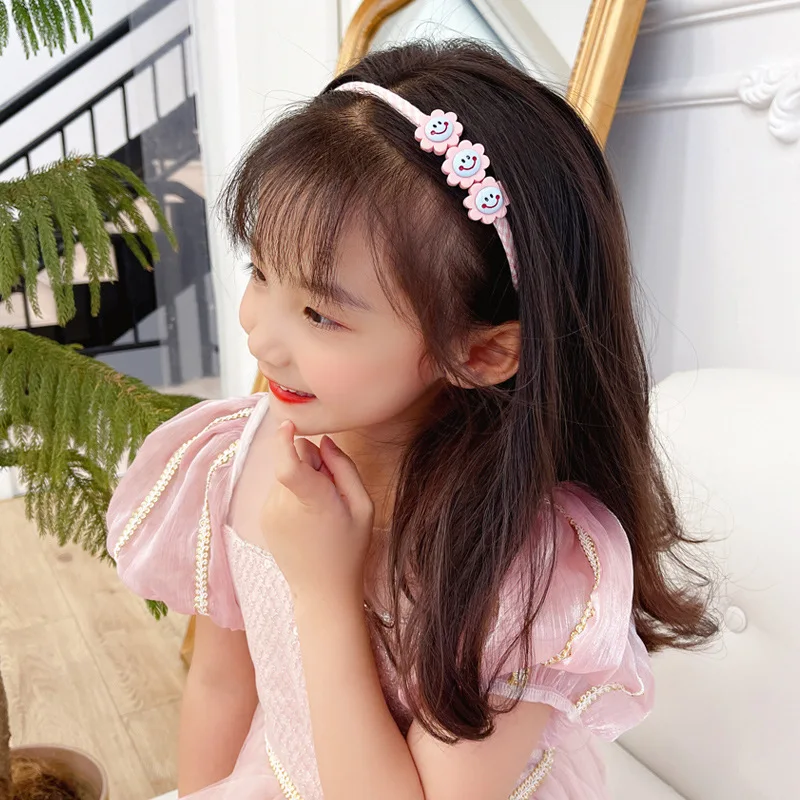 New Children Plastic Flower Thin Hairbands Love Daisy Cartoon Hairbands Hair Hoops for Girls Baby Headwear Hair Accessories