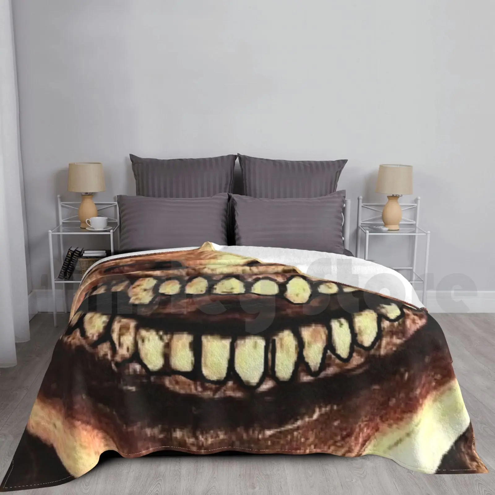

Fiend Blanket For Sofa Bed Travel Let Him In Fiend Teeth Scary