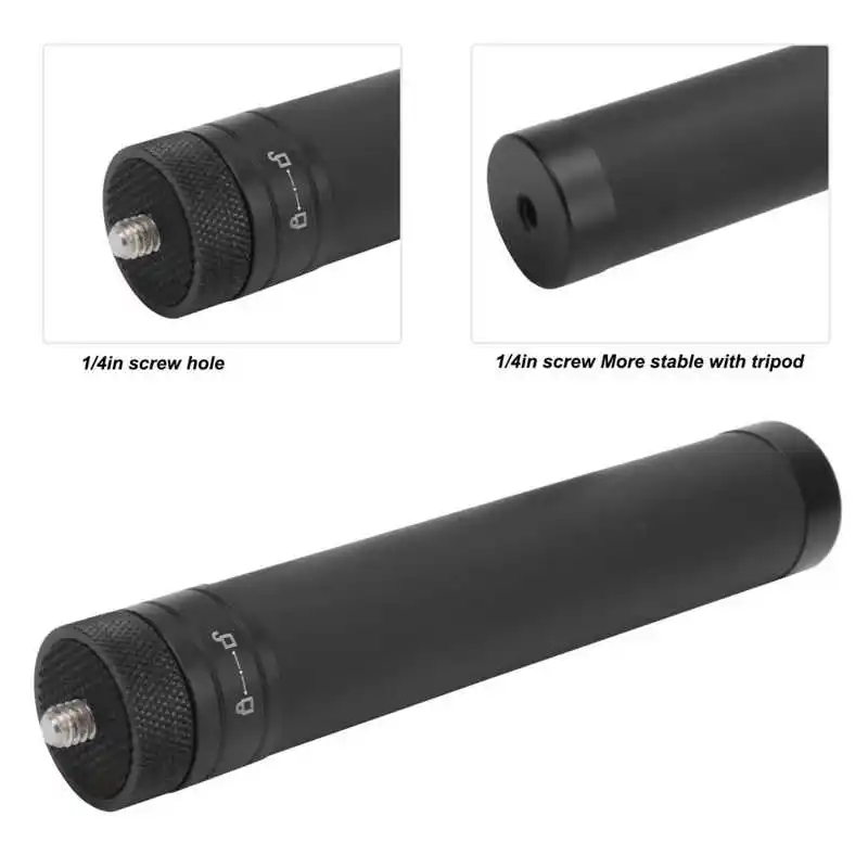 قضيب تمديد ثلاثي المحاور تلسكوبي من 6 أقسام من سبائك الألومنيوم ، قضيب تمديد محمول باليد 1/4 بوصة ، عصا سيلفي قابلة للإطالة