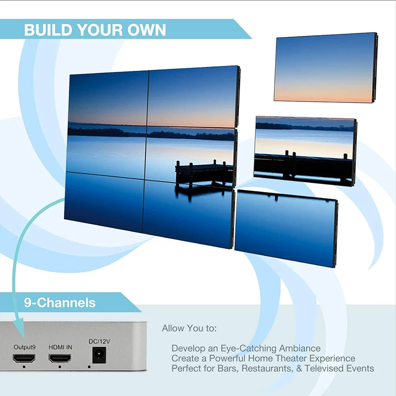 4K 3x3 intelligent voice Video Wall Controller| 9 Channels | 1 HDMI Input & 9 Outputs | 13 Display Modes 2x2,2x3,2x4,3x3,4x1,4x2