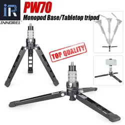 PW70 Mini Tripod Monopod Stand Base for DSLR Camera Gopro Cellphone Mount Metal Flexible Desktop Tabletop Tripode with Ball Head