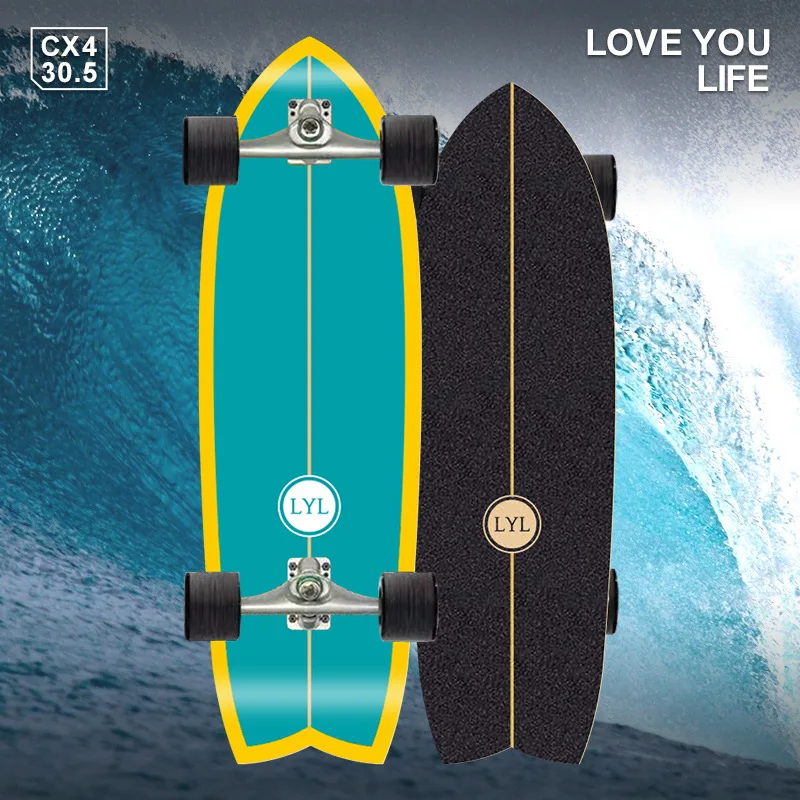 2021 New 78cm Professional CX4 Carver Surf Land Skateboard Highly Smooth Maple Professional Land Surfboard Big Fish Board