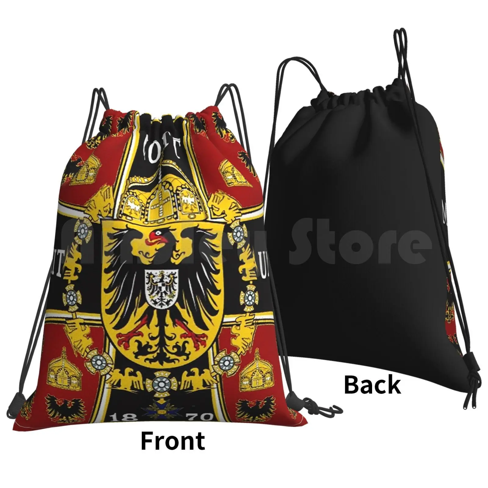 Prussian Battle Flag Of 1870 On Red Backpack Drawstring Bags Gym Bag Waterproof German Prussia Vintage Germany Prussian