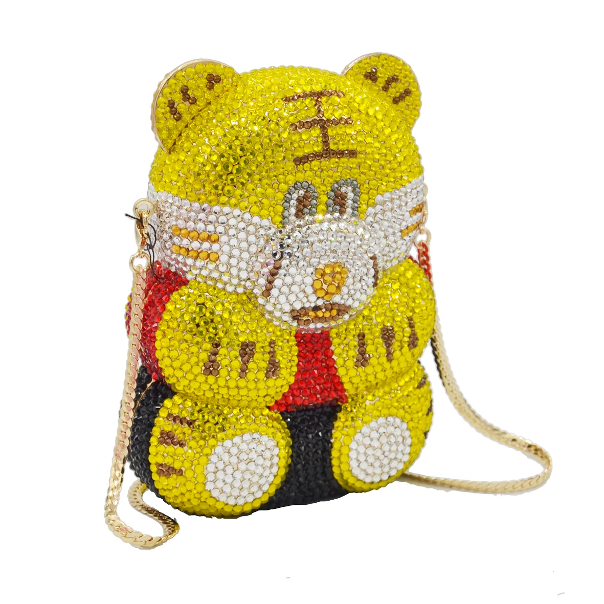 

Yellow Luxury Tiger Crystal Purse Women Handbags Wedding Purse Customized Color