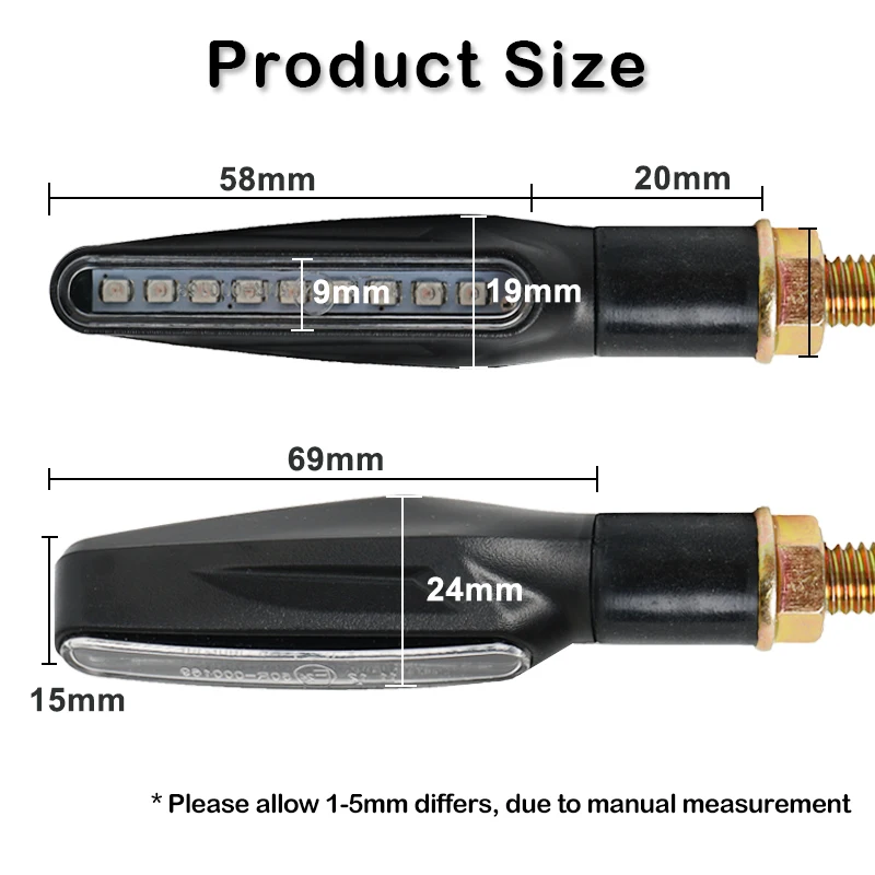 Emark-intermitentes LED para motocicleta, luz E24, indicador intermitente, señal de parada trasera flexible, relé LED incorporado