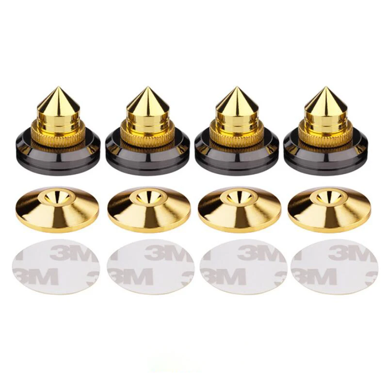 4pcs/set Speaker Spike Stand Feet Cone Base Pads Stick-on Turntable Subwoofer CD Audio Amplifier with Double-sided Adhesive