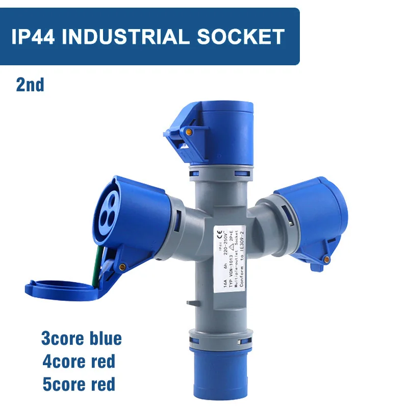 Enchufe Industrial multifuncional, 3P, 4P, 5P, 16A, 32A, 1 en 2/3, salida, IP44 resistente al agua/IP67