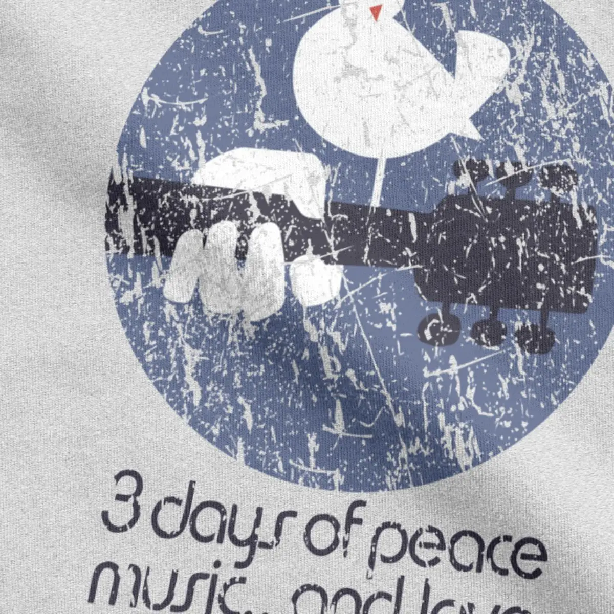 Men T-Shirts Woodstock Vintage Pure Cotton Tees Short Sleeve Peace Love Music T Shirts Crewneck Clothing Big Size