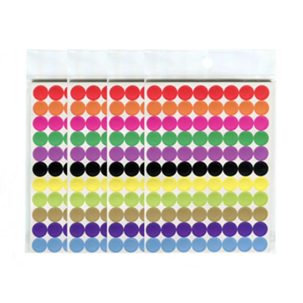 880Pcs/10 Vel Ronde Kawaii Cirkels Afdichting Sticker Papier Etiketten Gekleurde Dot Stickers Lijm Pakket Label Party Decoratie