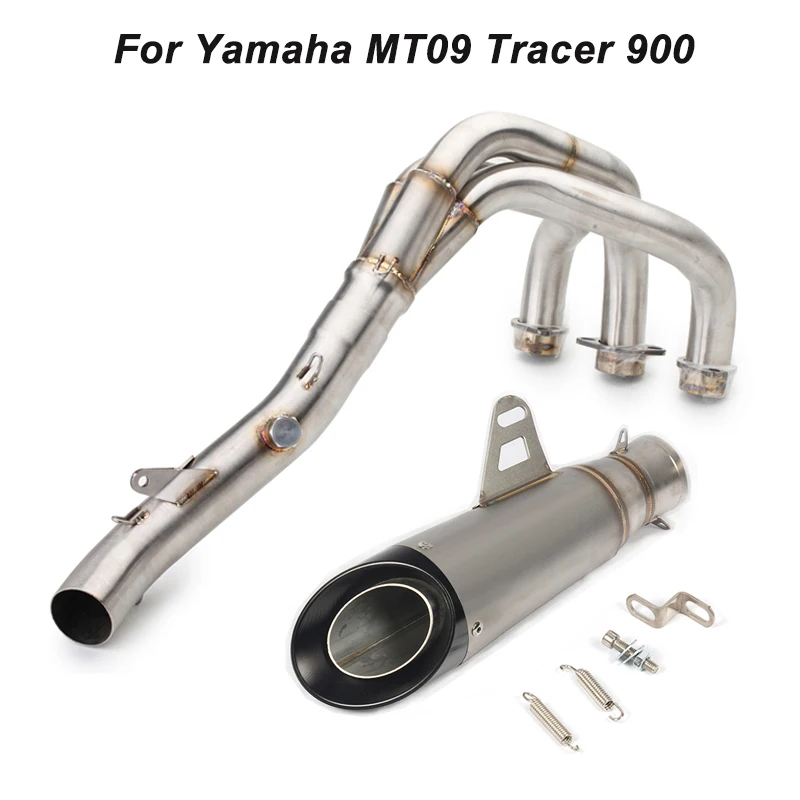 For Yamaha MT09 Tracer 900 Motorcycle Full System Exhaust Muffler Tube Header Front Connect Pipe Stainless Steel