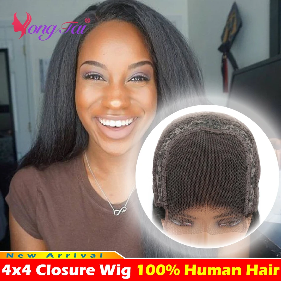 

YuYongtai Malaysian Remy Hair Kinky Straight 4x4 Closure Wig 13x4 360 Lace Frontal Human Hair Wigs For Women Human Hair Natural