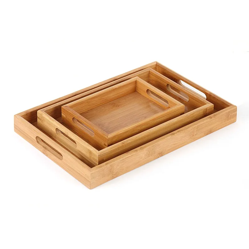 Serving Tray Kung Fu Tea Cutlery Plate Wooden Bamboo Storage Pallet Fruit Food Decoration Plates Japanese Rectangular Plates