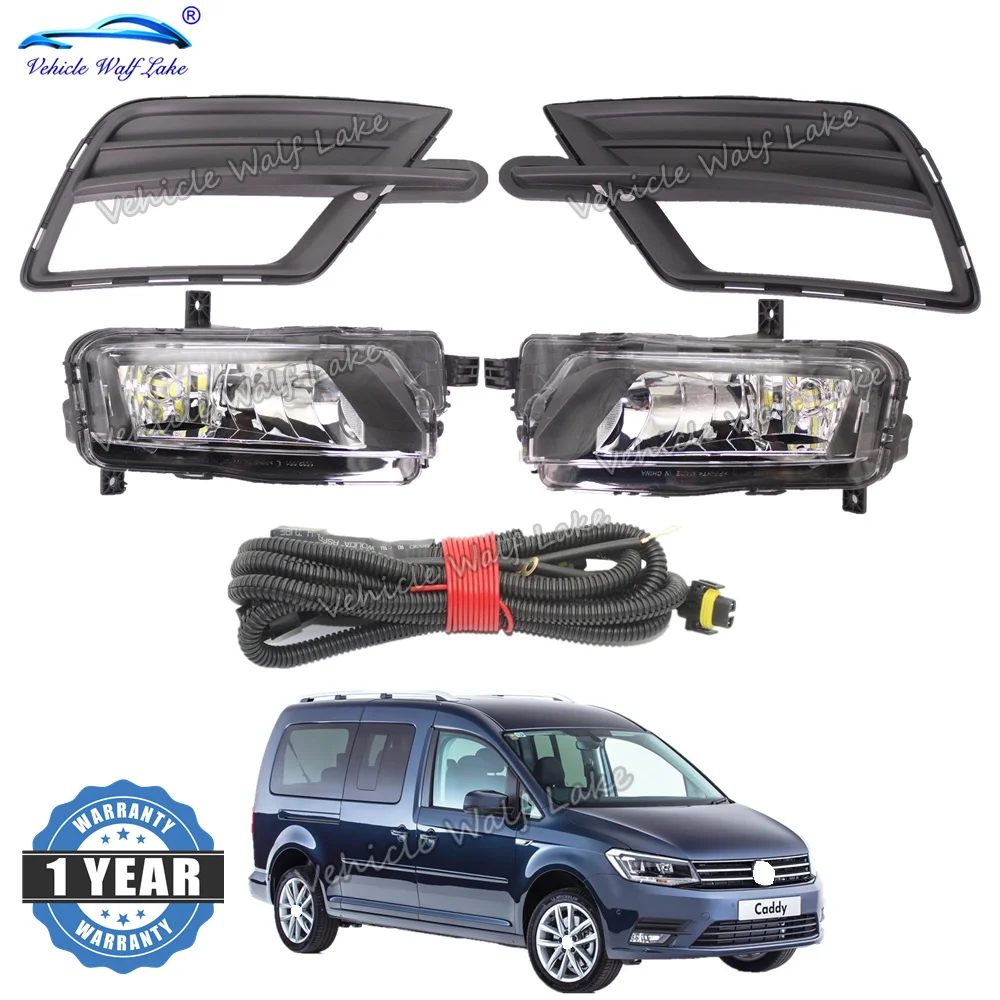 For VW Caddy 2016 2017 2018 2019 Car-Styling LED Fog Lamp Light Grille Cover Wire Harness Assembly