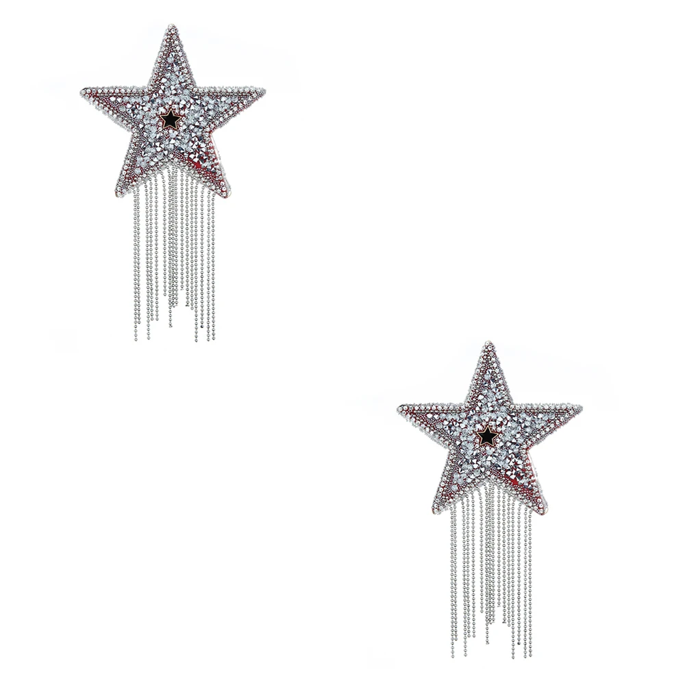 1pair Tassel Rhinestone Star Nipple Stickers Women Sexy Bra Nipple Cover Reusable Wear Silicone Nipple Pasties Chest Stickers