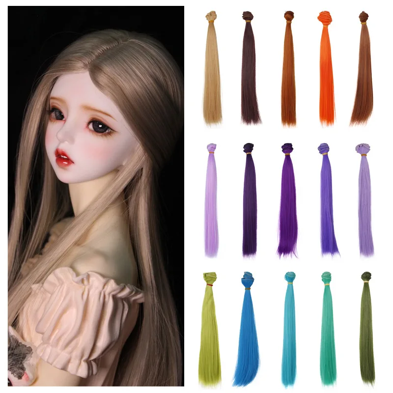 30cm*100cm doll hair Pink white green blue browncolor orange yellow color straight BJD doll trees diy doll wigs