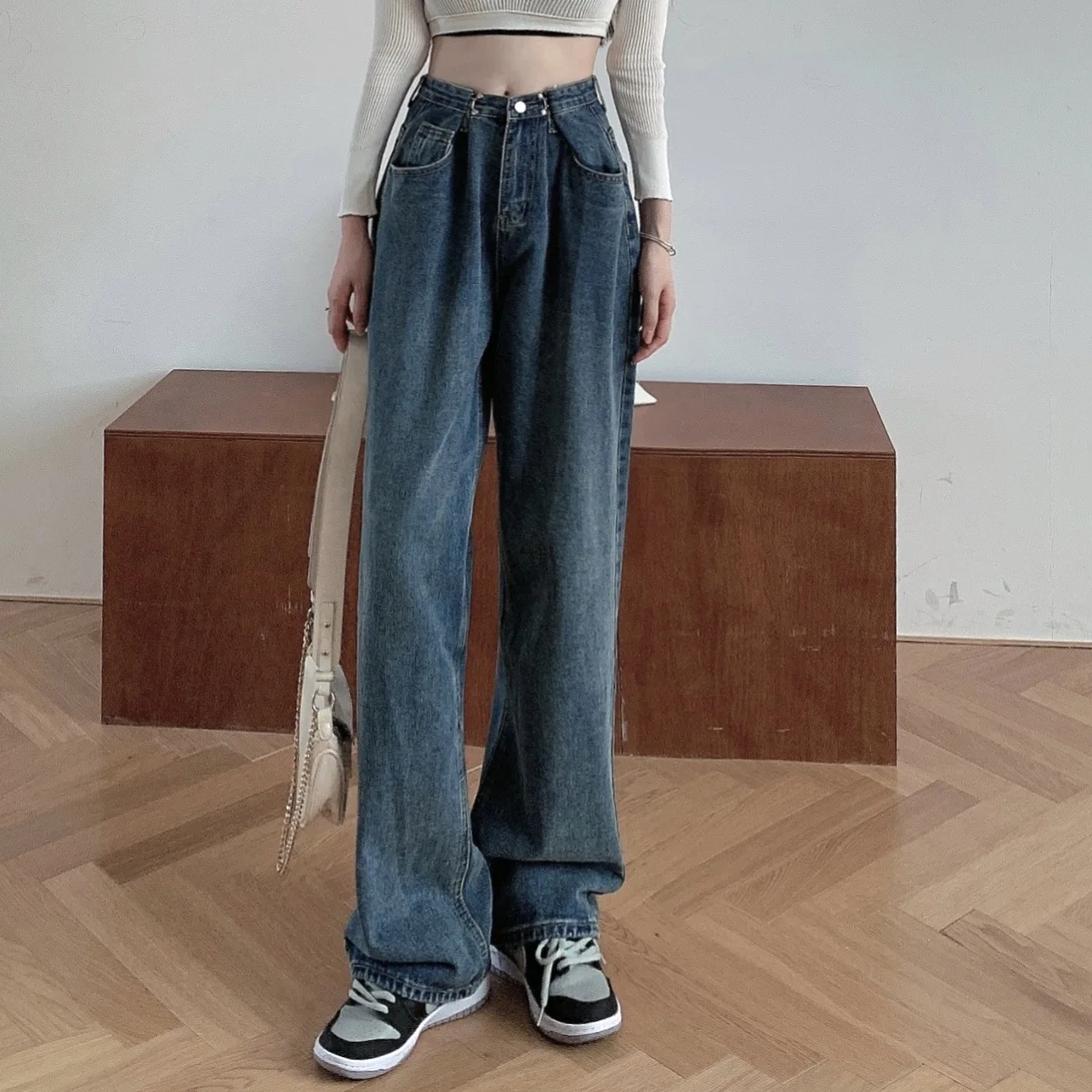 

High Waist Wide Leg Jeans Women Spring Fall 2023 New Vintage Jeans Loose Straight Pants High Street Jeans Mopping Trousers Trend