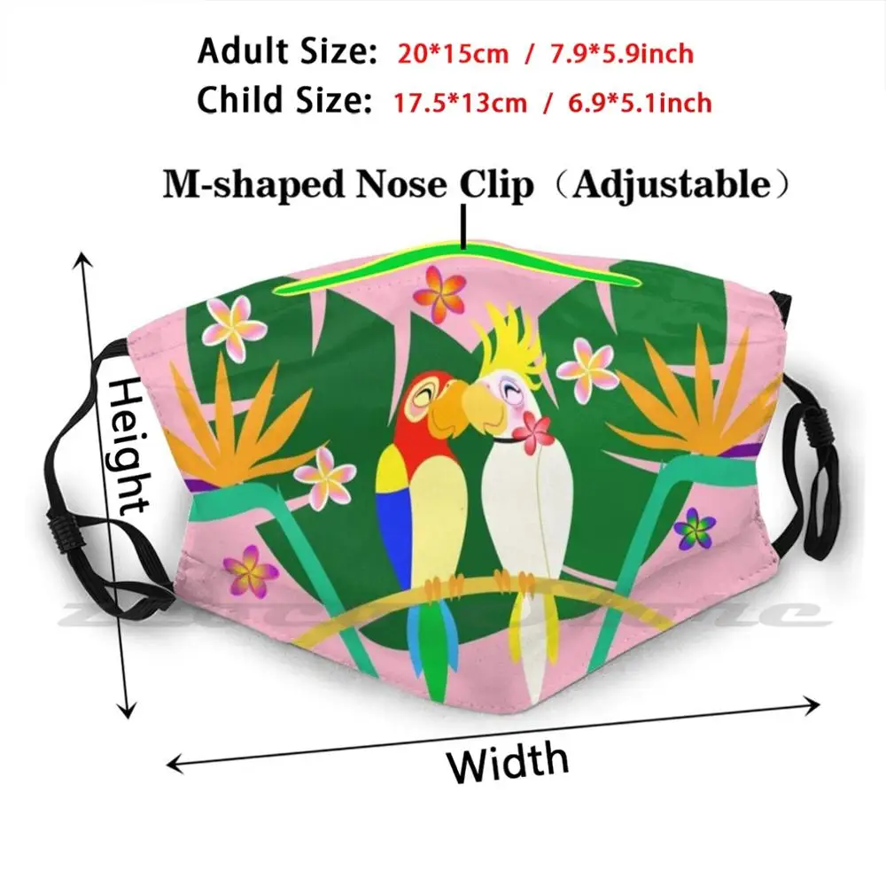 Together Again Washable Trending Customized Pm2.5 Filter Mask Enchanted Tiki Room Parrots Birds Tropical Serenade Summer