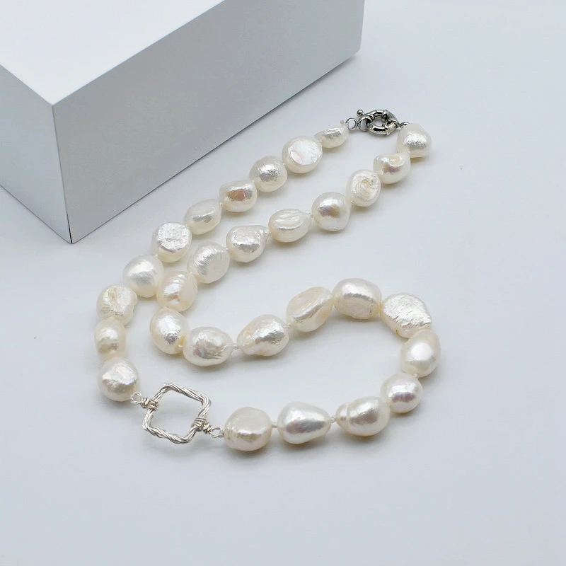 Fashion Necklace White Natural Pearl Square Accessories Vintage Necklace Baroque Pearl Necklace For Women Free Shipping