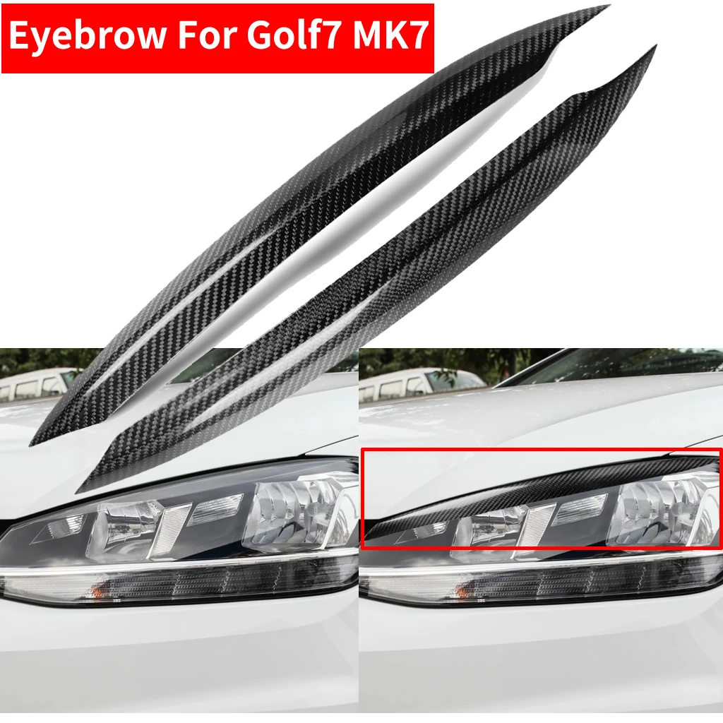 

2PCS Car Styling Real Carbon Fiber Headlight Eyebrow Eyelids For Volkswagen GOLF7 MK7 Trim Cover Sticker Accessory 2013-2018