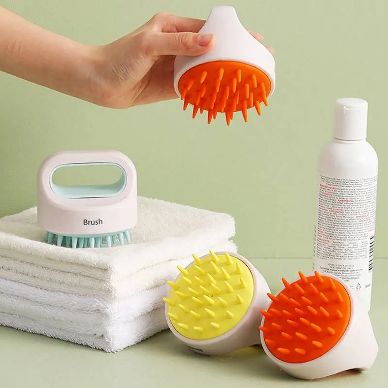 Silicone Shampoo Brush for Head Body Soft Non-injury Dry Wet Two Non-slip Brush Bath Massage Brush Massage Lotion Brush New